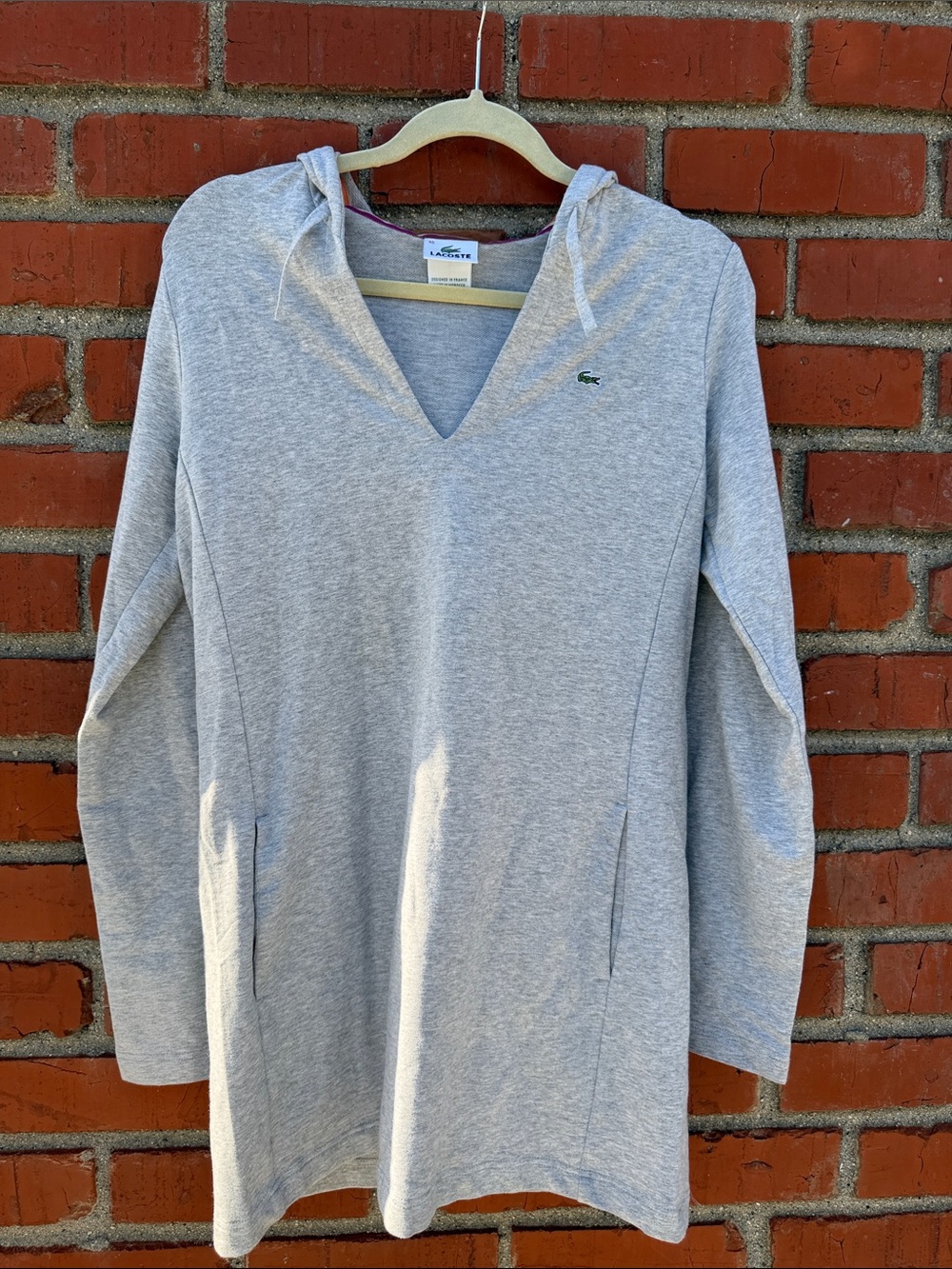 Lacoste Y2K Hooded V-Neck Long-Sleeve Tunic or Mini Dress